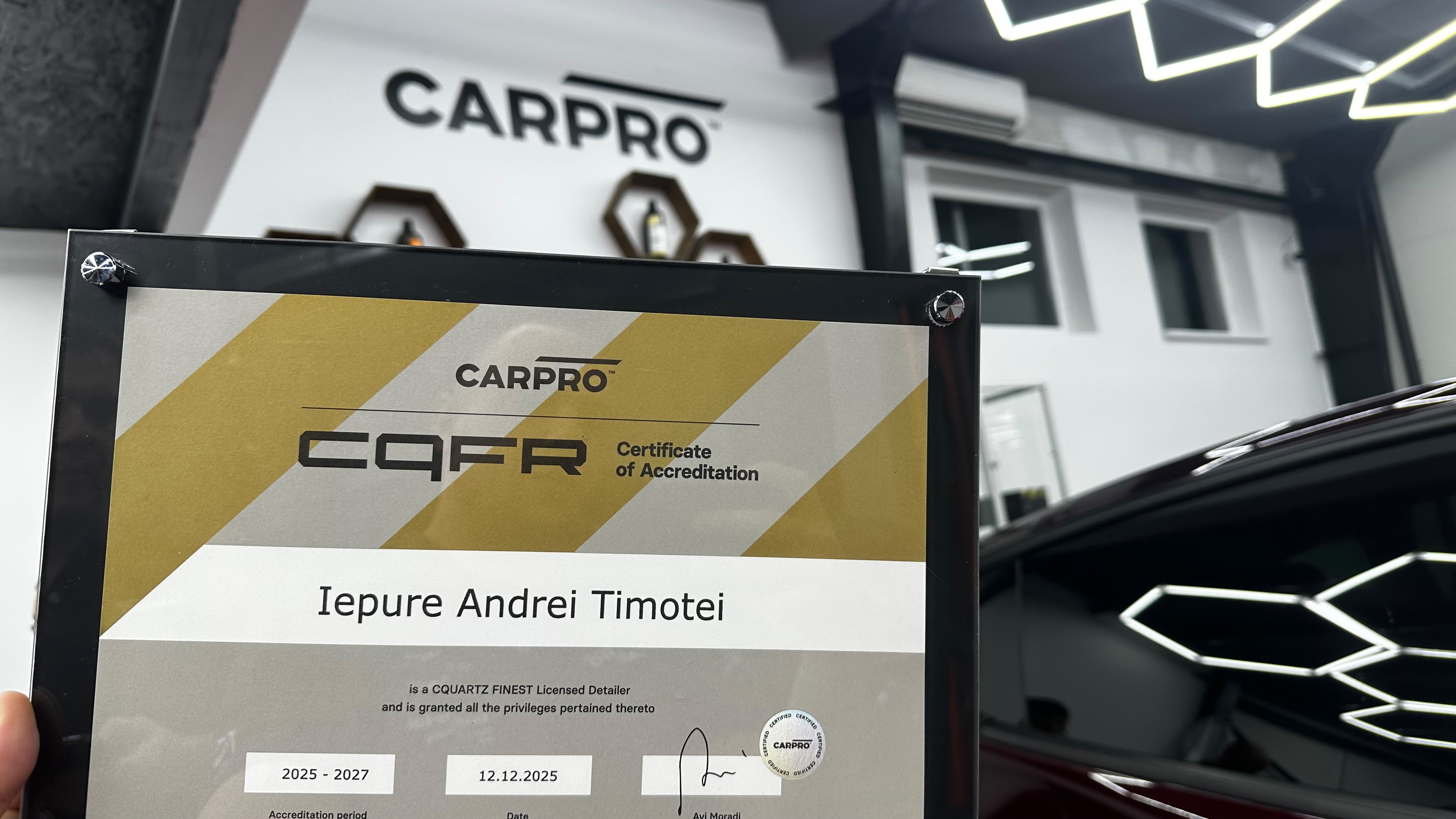 Certificat de acreditare CarPro CQuartz Finest - Iepure Andrei Timotei